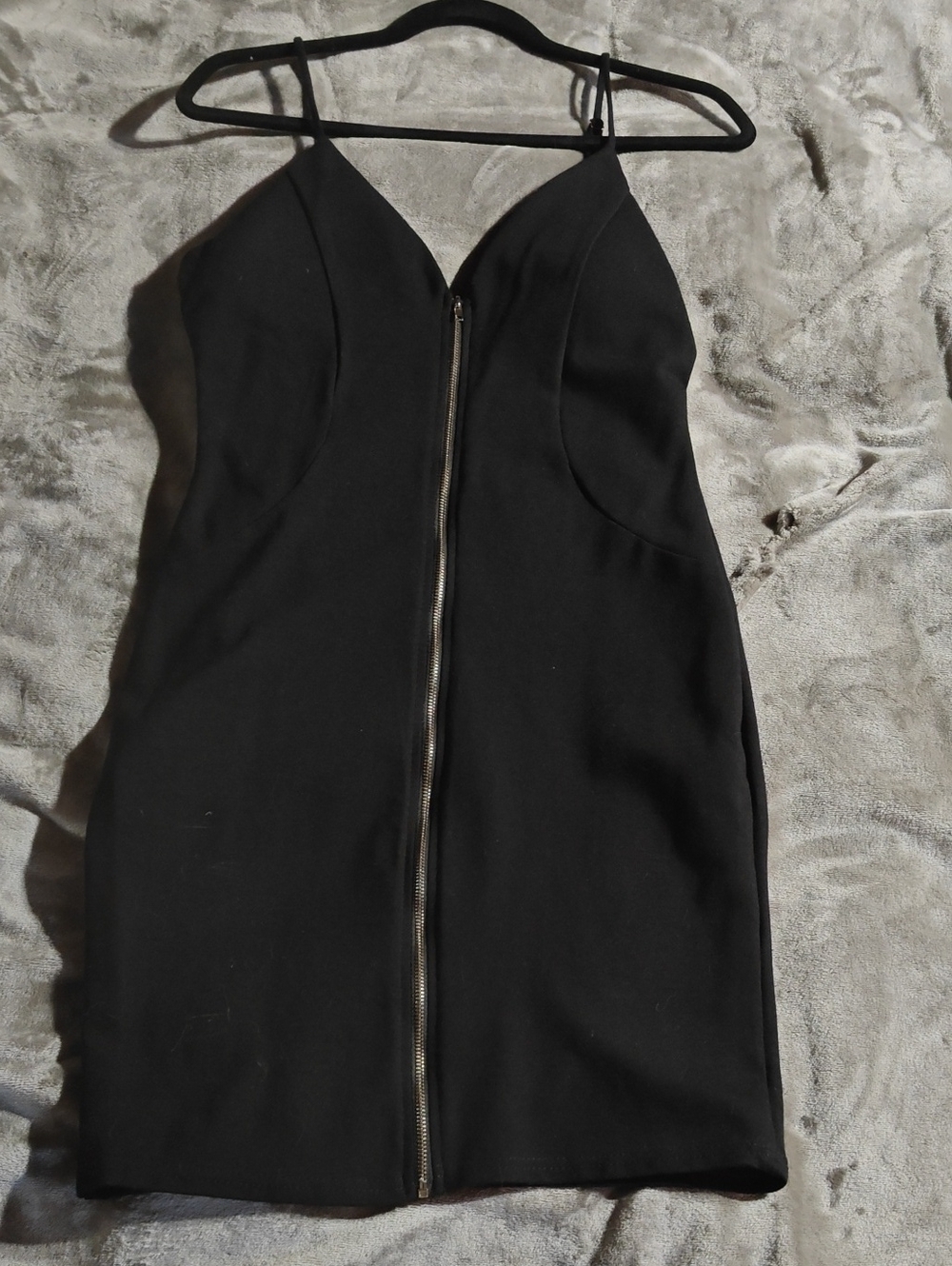 Haute Monde Black Spaghetti-Strap Zipper Bodycon Dress